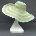 Wide Brim Hat - Straw Hat: Paper Straw Wide Brim Hat - Aqua/Gold - HT-ST1170AQGD